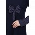 Polka dotted asymmetrical dress abaya- Navy Blue